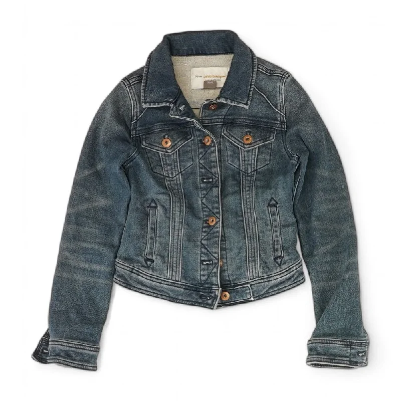 Blue Solid Denim Jacket Appliqued Jacket Beaded Jacket Sequined Jacket