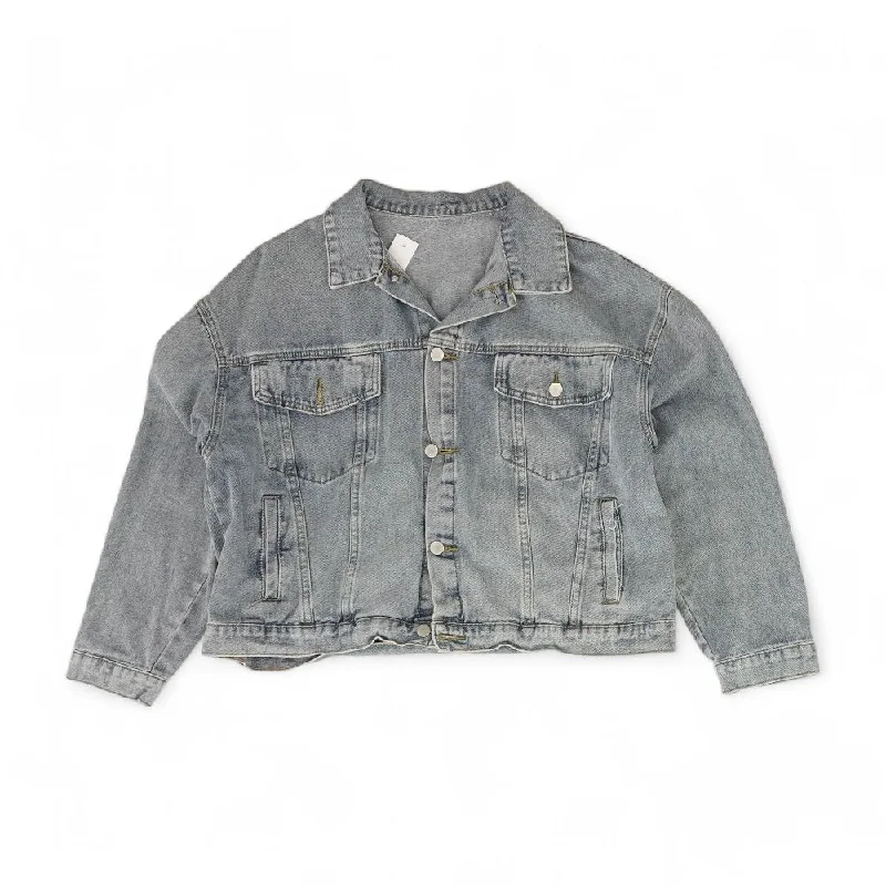 Blue Solid Denim Jacket Fitted Jacket Loose Jacket Oversized Jacket