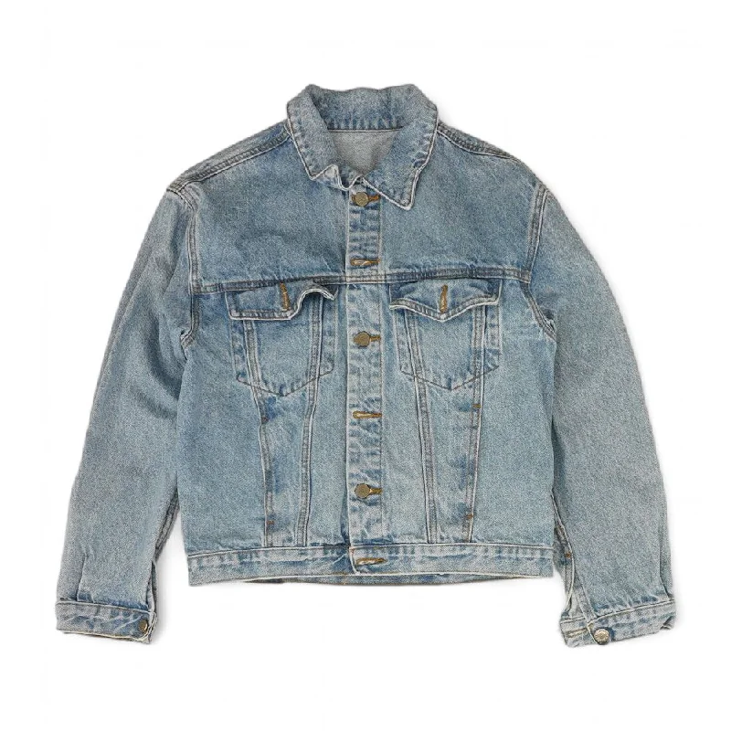 Blue Solid Denim Jacket Fleece Jacket Down Jacket Feather Jacket