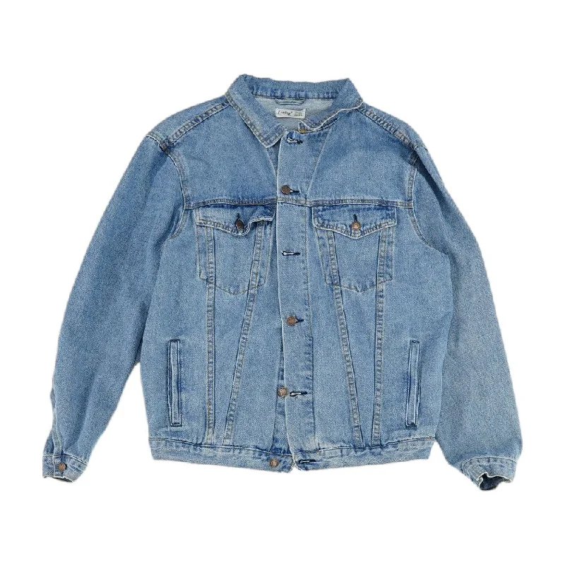 Blue Solid Denim Jacket Wool Fabric Cashmere Fabric Tweed Fabric