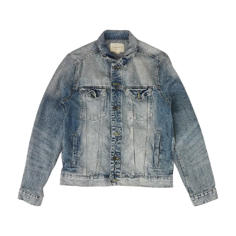 Blue Solid Denim Jacket Anorak Shell Jacket Lightweight Jacket