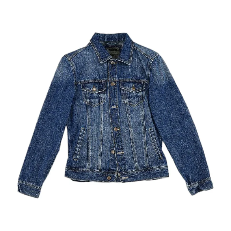 Blue Solid Denim Jacket Cardigan Sweater Pullover