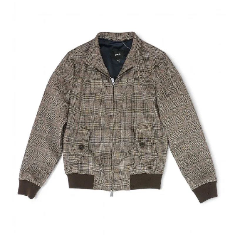 Brown Plaid Jacket Ribbed Jacket Pleated Jacket Ruffled Jacket