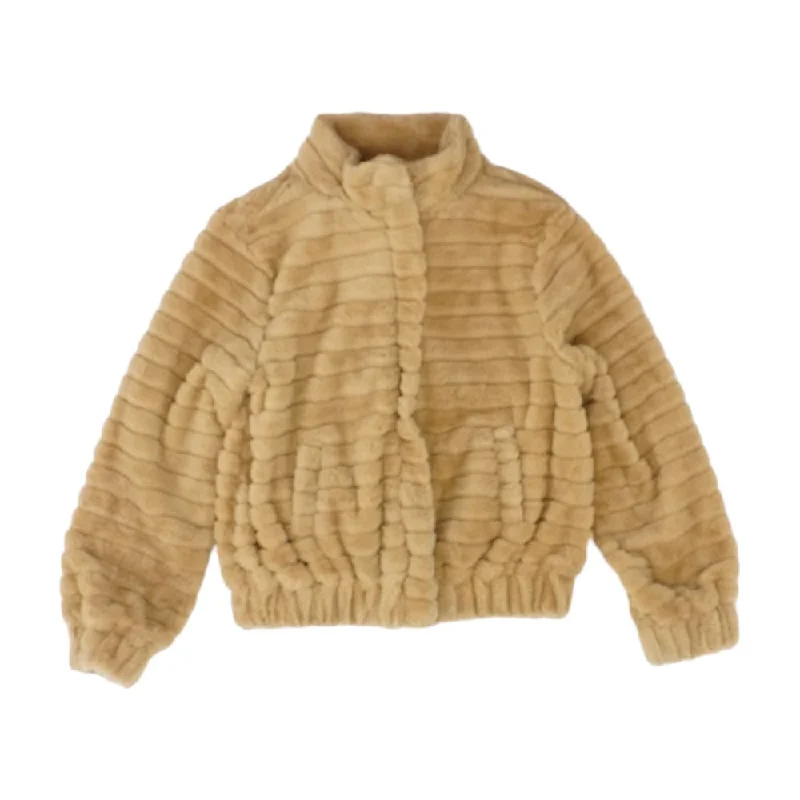 Brown Solid Jacket Faux Fur Jacket Real Fur Jacket Shearling Jacket