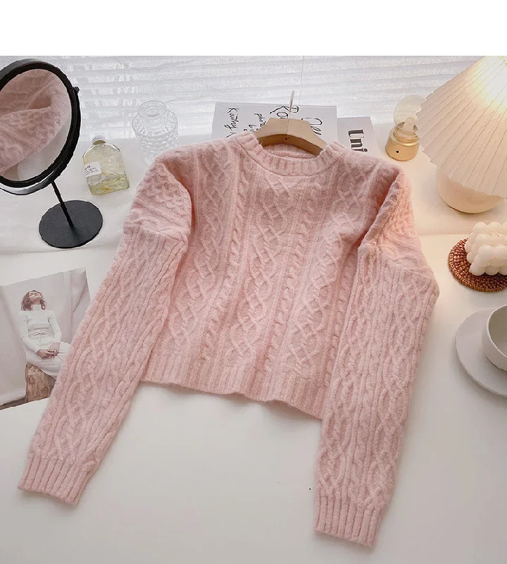 Design sense of minority twist round neck long sleeve jacket  5891 Fleece Jacket Down Jacket Feather Jacket