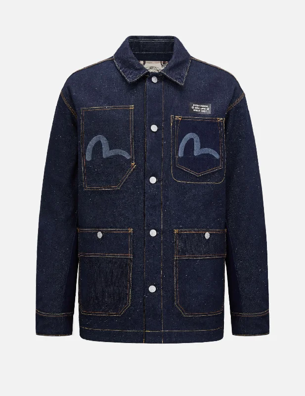 Fabric Blocking Reversible Denim Chore Jacket Print Jacket Jacquard Jacket Patchwork Jacket