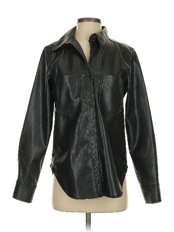 Faux Leather Jacket Notch Collar Jacket Peter Pan Collar Jacket Cowl Neck Jacket