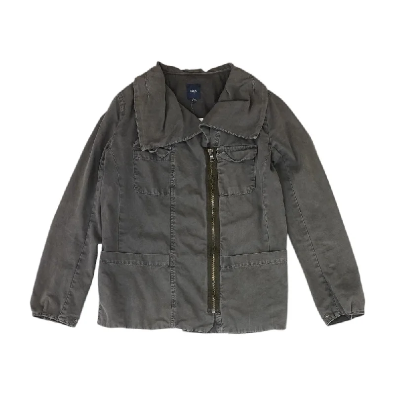 Gray Solid Lightweight Jacket Hooded Jacket Caped Jacket Shawl Collar Jacket
