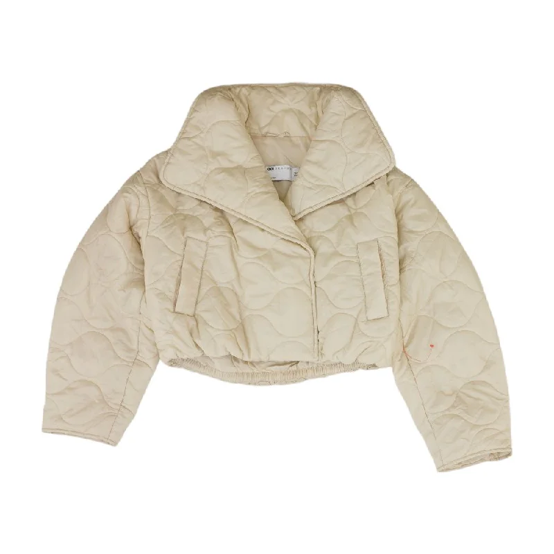 Ivory Solid Puffer Jacket Collared Jacket Crew Neck Jacket Turtle Neck Jacket