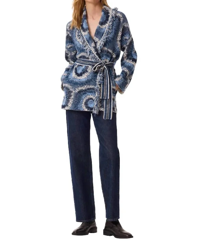 Miko Jacket In Shibori Bleu Corduroy Jacket Velvet Jacket Brocade Jacket