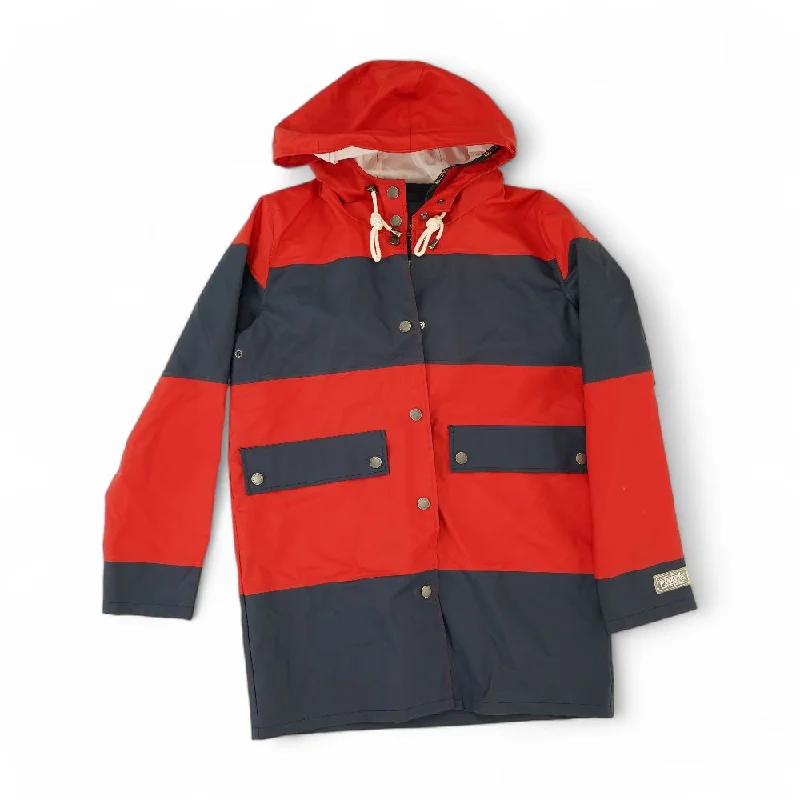 Navy Color Block Rain Jacket Ribbed Jacket Pleated Jacket Ruffled Jacket