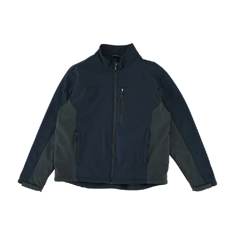 Navy Solid Lightweight Jacket Denim Fabric Leather Fabric Suede Fabric