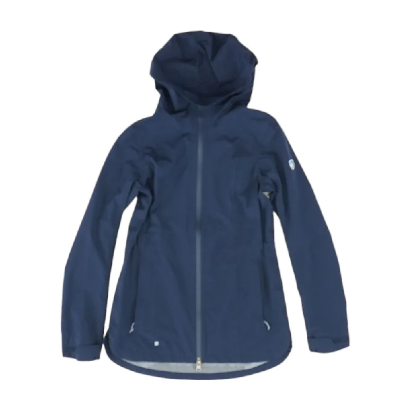 Navy Solid Rain Jacket Tailored Jacket Straight Jacket A-Line Jacket