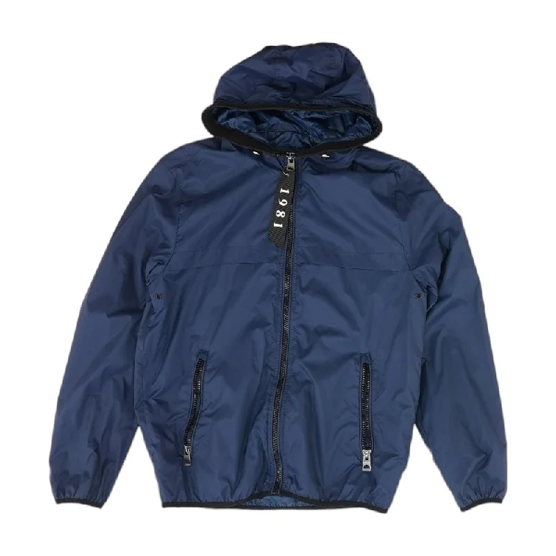 Navy Solid Rain Jacket Cardigan Sweater Pullover