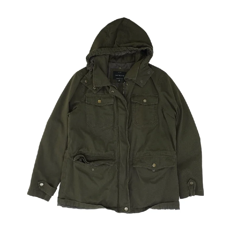 Olive Solid Jacket Ribbed Jacket Pleated Jacket Ruffled Jacket