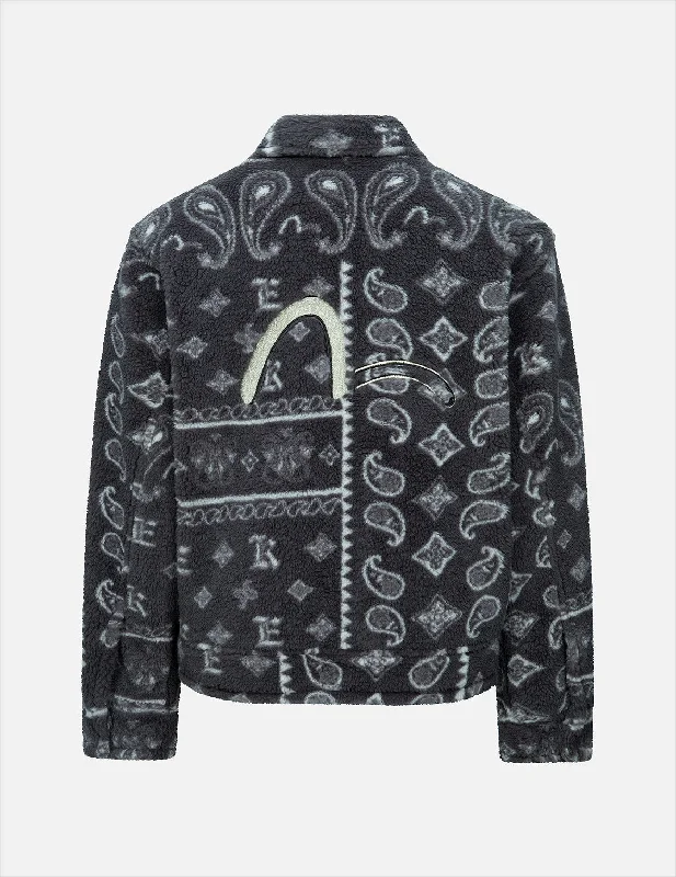 Paisley Jacquard Fleece Relaxed Fit Jacket Denim Jacket Leather Jacket Suede Jacket