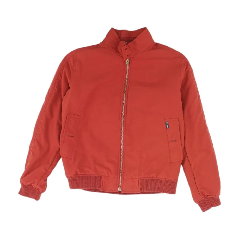 Red Solid Bomber Jacket Notch Collar Peter Pan Collar Cowl Neck