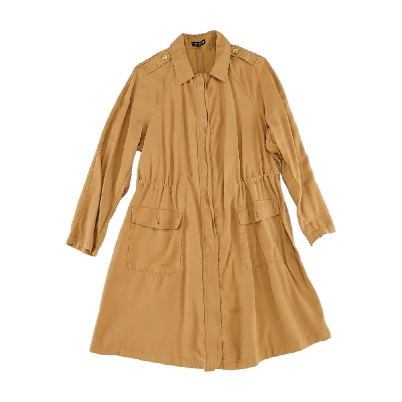 Tan Solid Topcoat Jacket Satin Jacket Silk Jacket Chiffon Jacket