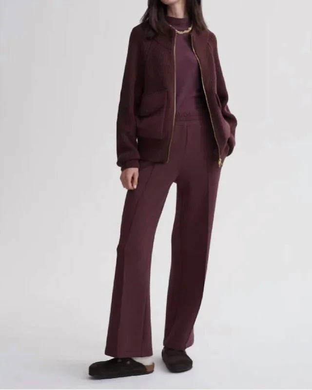 Tessa Knit Jacket In Deep Mahogany Front Pockets Side Pockets Patch Pockets