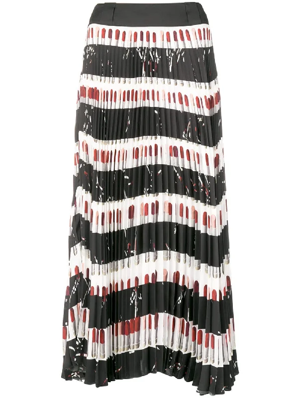 pleated printed skirt flowy skirt hem
