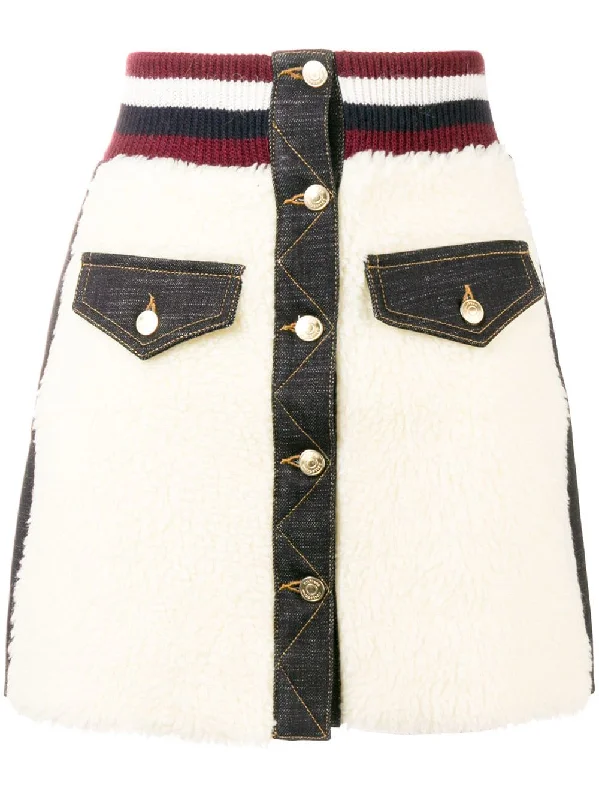 teddy fur mini skirt leather skirt bold