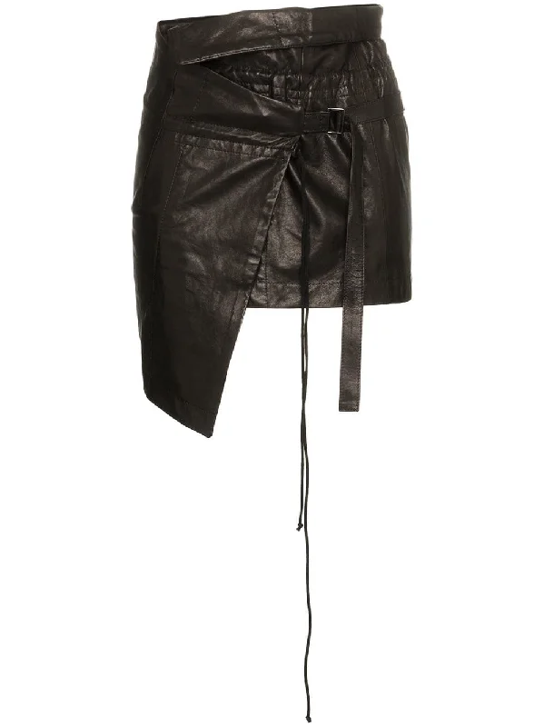 wrap asymmetric leather mini skirt cashmere skirt fine