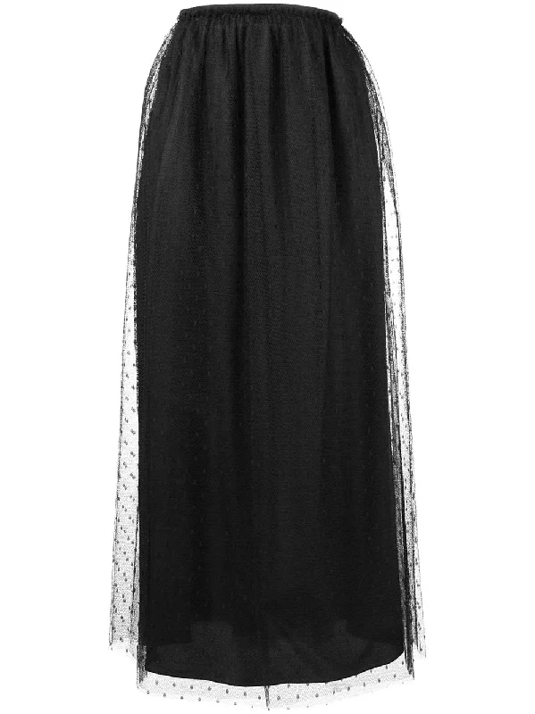 point d'esprit midi skirt chiffon skirt airy