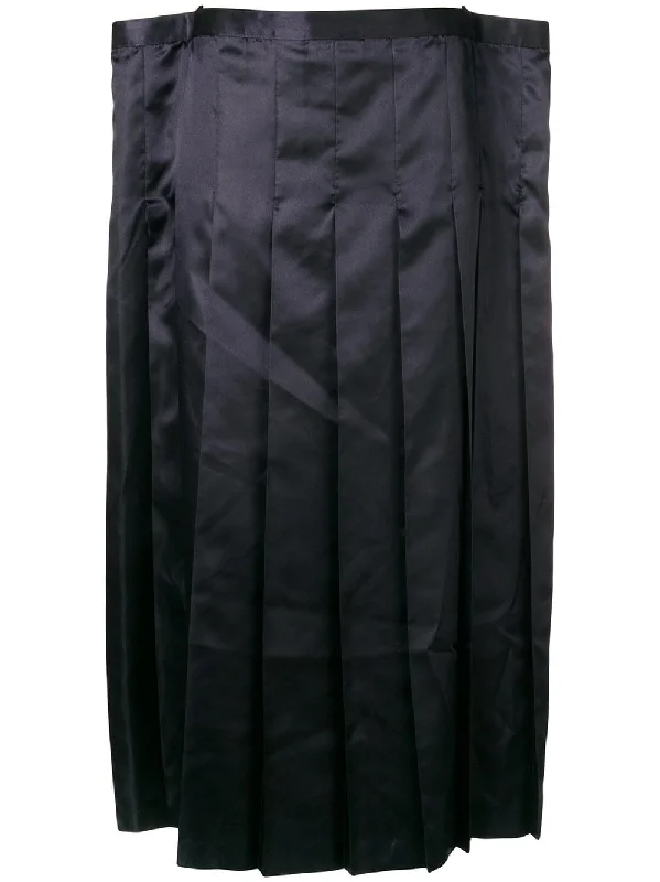 midi pleated skirt linen skirt natural