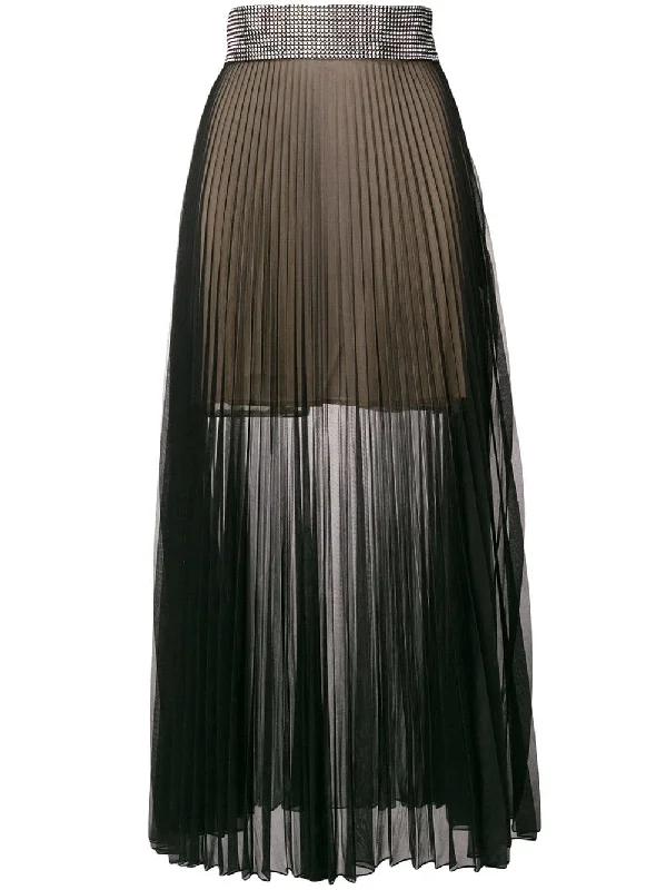 crystal mesh pleated skirt denim skirt classic