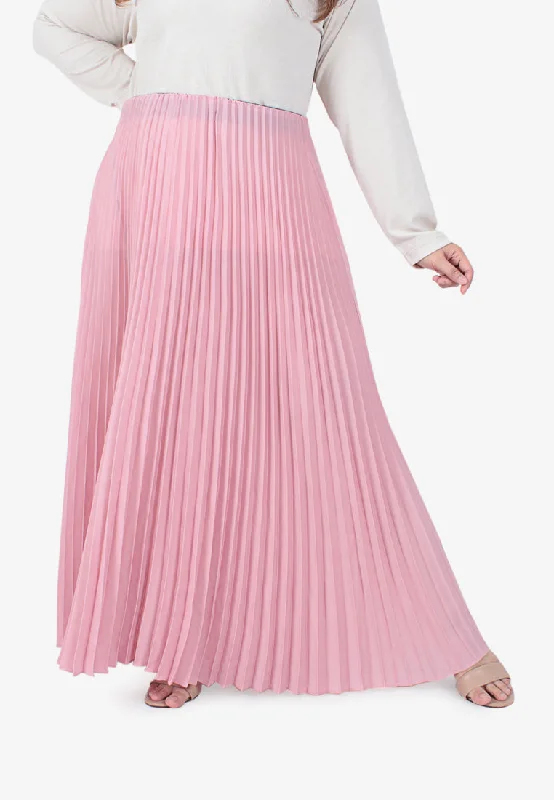 Posey Pretty Pleated Long Skirt - Soft Pink denim skirt stylish