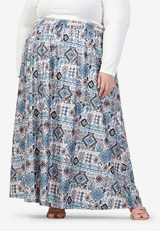 Beline Relax Batik Sarung Skirt - Light Blue silk skirt lustrous