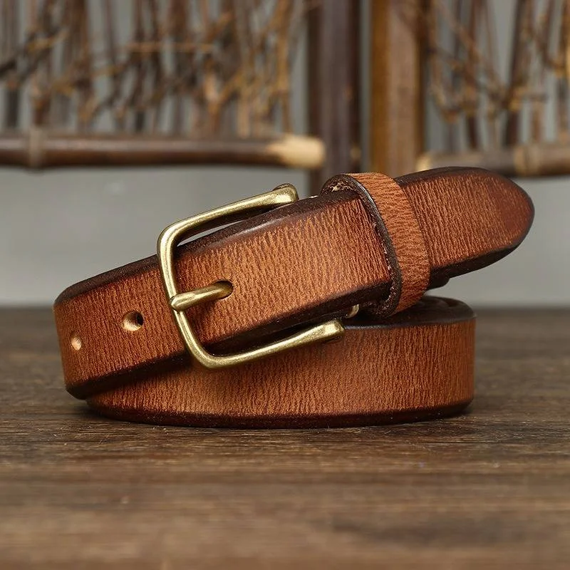 5mm Extra Thick Leather Womens Jeans Belt-1.1" Width Stylish High-Waisted Denim