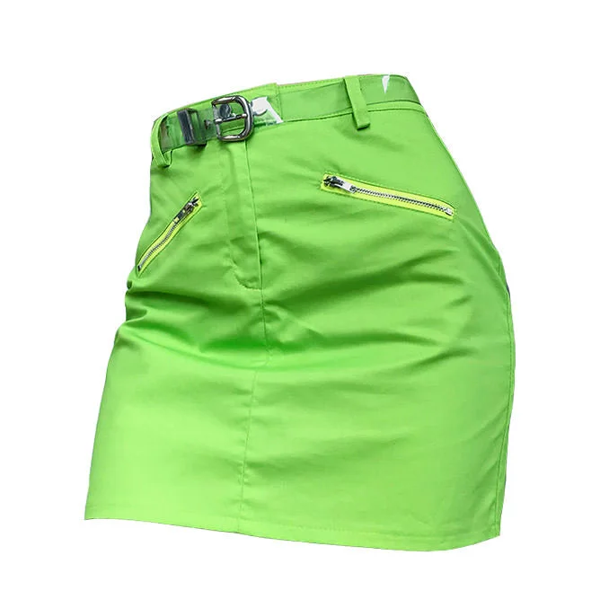 Acid Spark Green Skirt denim skirt stylish