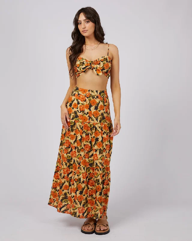 All About Eve Margot Floral Maxi Skirt pleated skirt texture