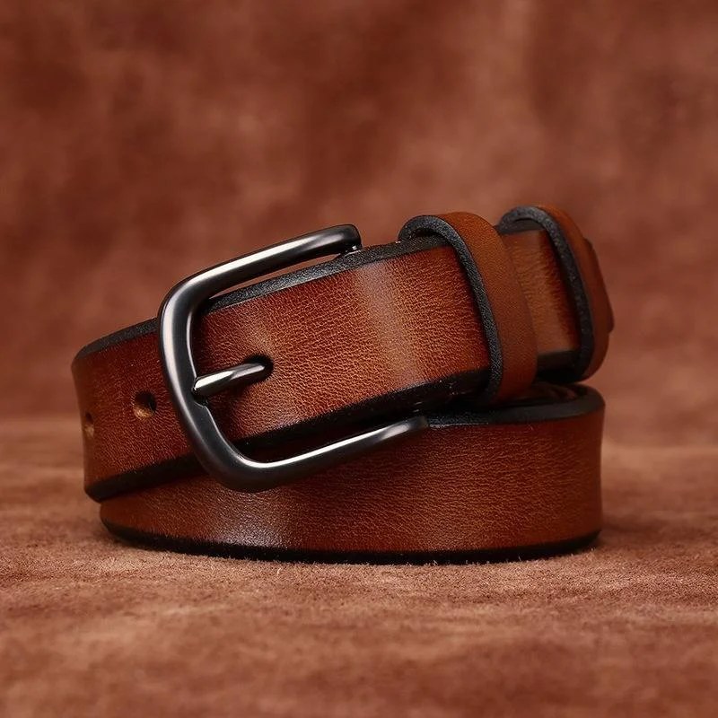 Alloy Buckle Vintage Women's Jeans Belt-1.1" Width Classic Button Fly Jeans