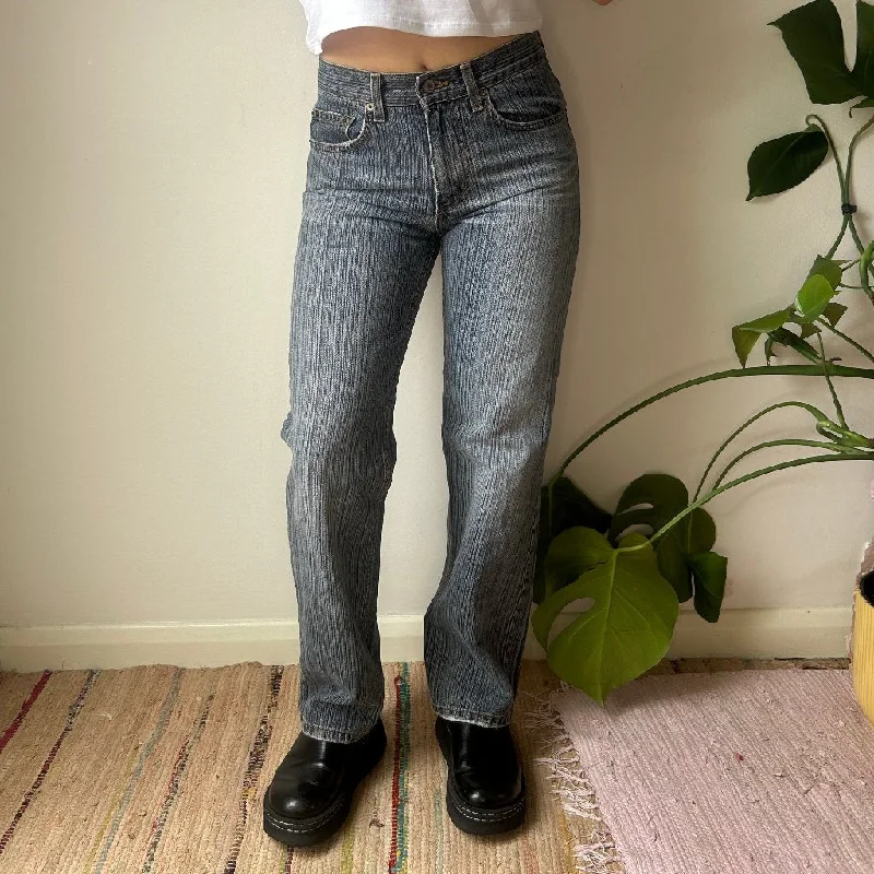 Armani Exchange Striped Jeans - 28W UK 8 Blue Cotton Chic Ripped Jeans