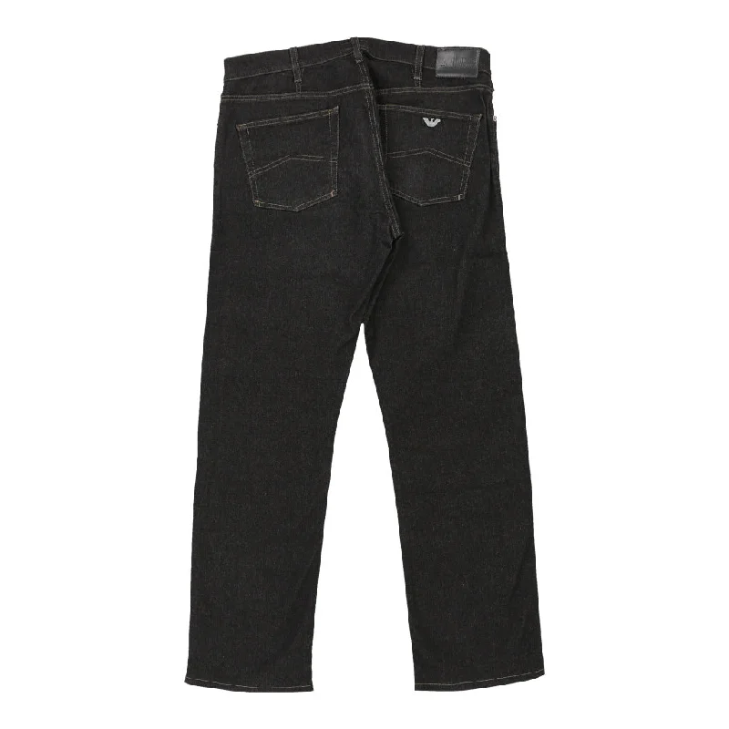Armani Jeans - 36W UK 18 Black Cotton Blend Chic Rip-Detail High-Waist Jeans