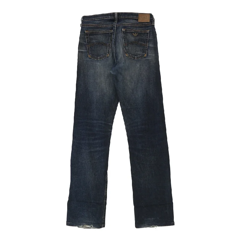Armani Jeans Jeans - 28W UK 8 Blue Cotton Blend Stylish High-Rise Mom Jeans