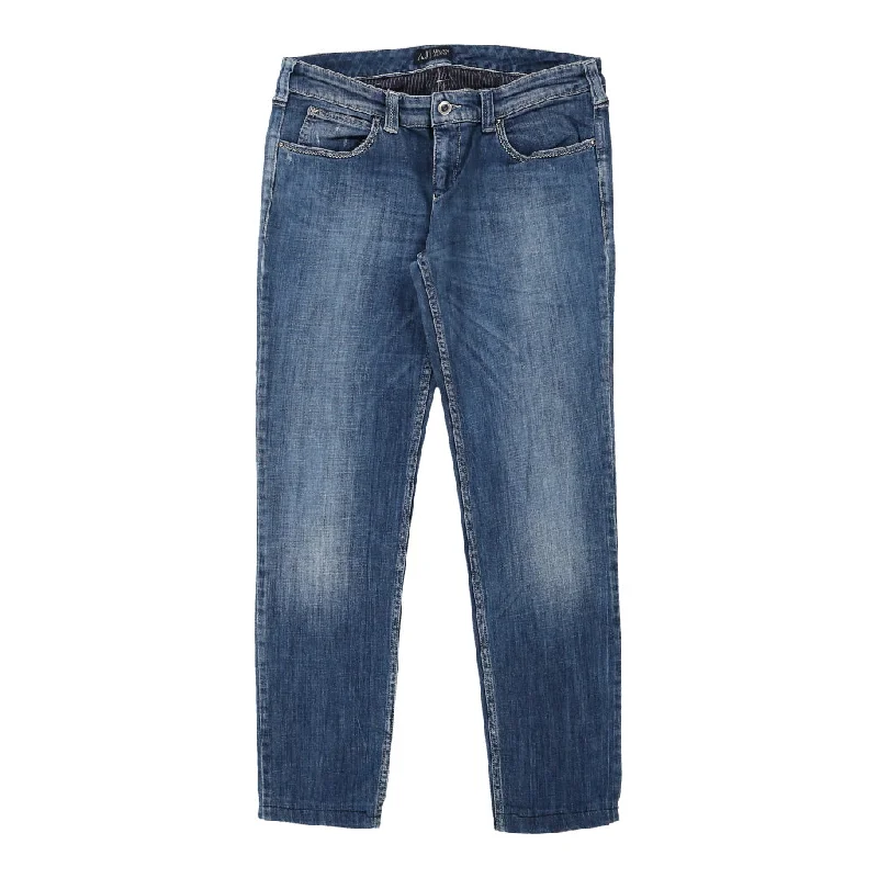 Armani Jeans Jeans - 31W UK 10 Blue Cotton Cozy Wide-Legged Jeans