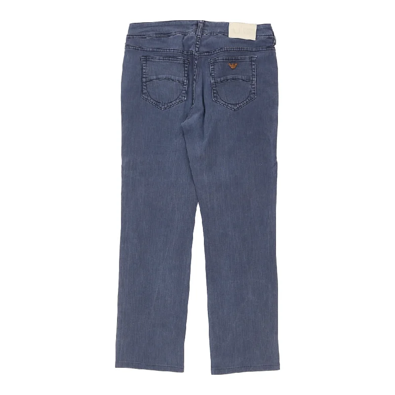 Armani Jeans Jeans - 32W UK 10 Blue Cotton Casual Wide-Legged Denim Jeans