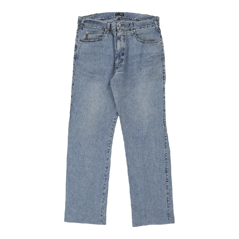 Armani Jeans Jeans - 34W UK 14 Blue Cotton Trendy Paperbag Waist Jeans