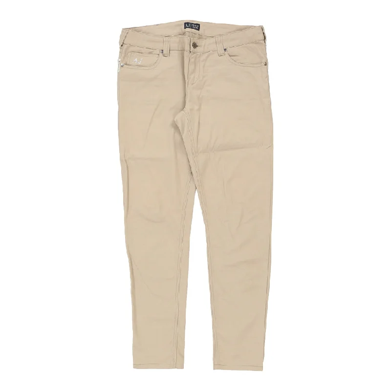 Armani Jeans Jeans - 36W UK 14 Beige Cotton Fashionable Slouchy Fit Jeans