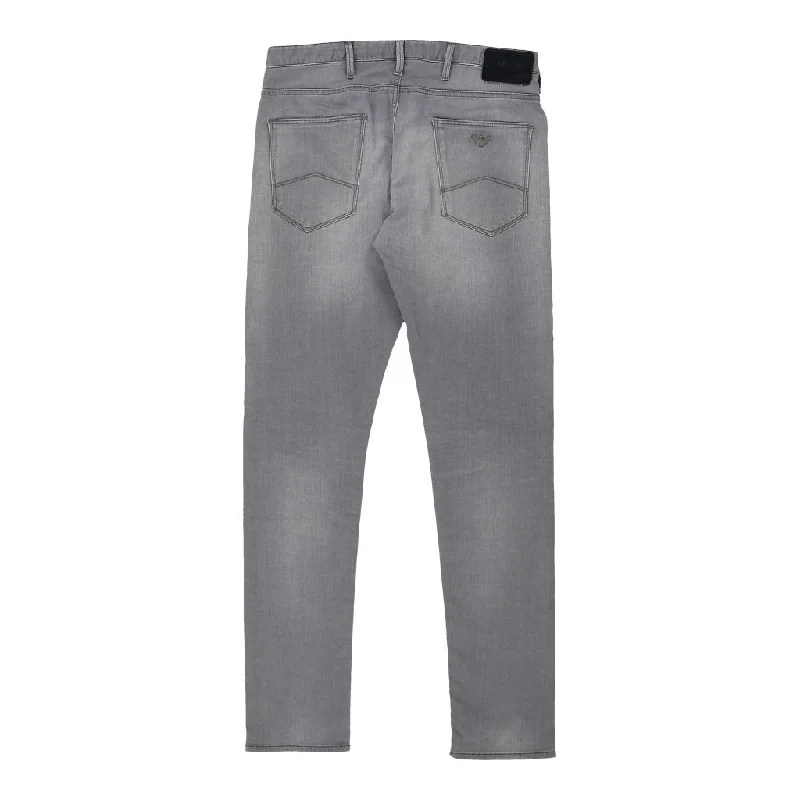 Armani Jeans Skinny Fit Jeans - 32W UK 10 Grey Cotton Trendy Layered Pocket Jeans