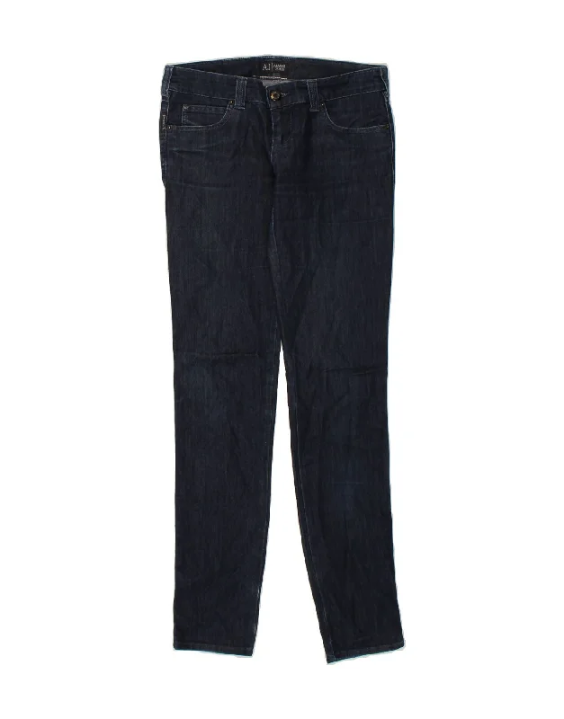 ARMANI Womens Skinny Jeans W30 L33 Navy Blue Trendy Skinny High-Waist Jeans