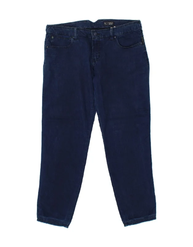 ARMANI Womens Slim Jeans W33 L30 Blue Cotton Chic Ripped Jeans