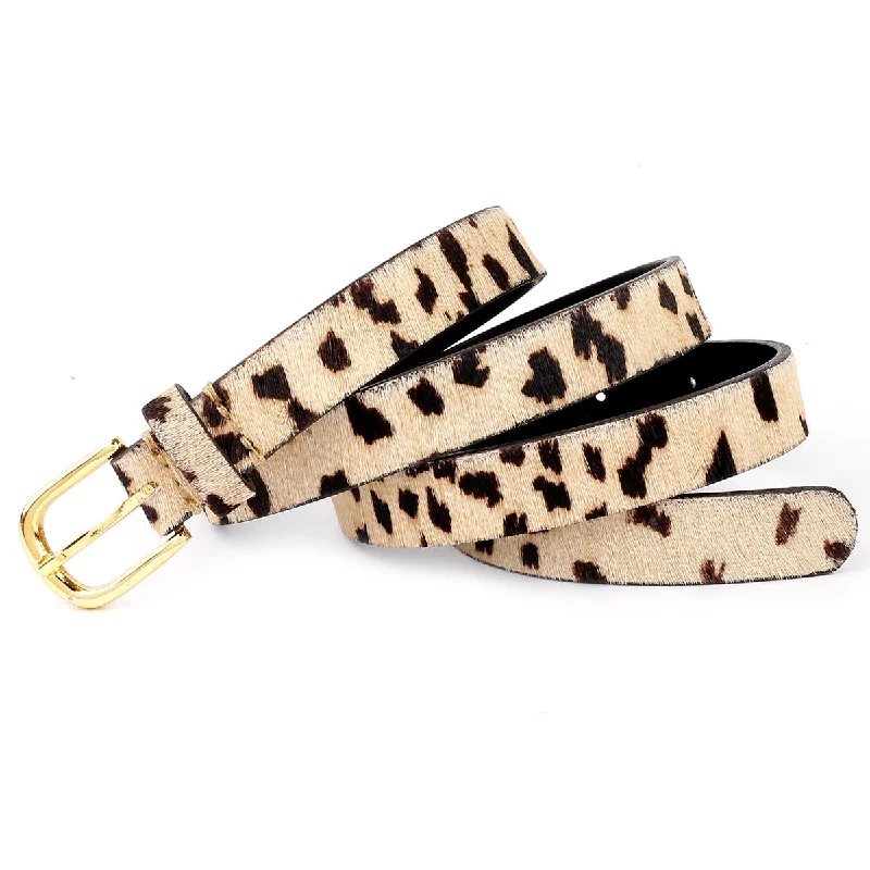 Bacca Bucci Women's Leopard Print Belt for Jeans Genuine Leather Belt Stylish Paperbag Waist Denim