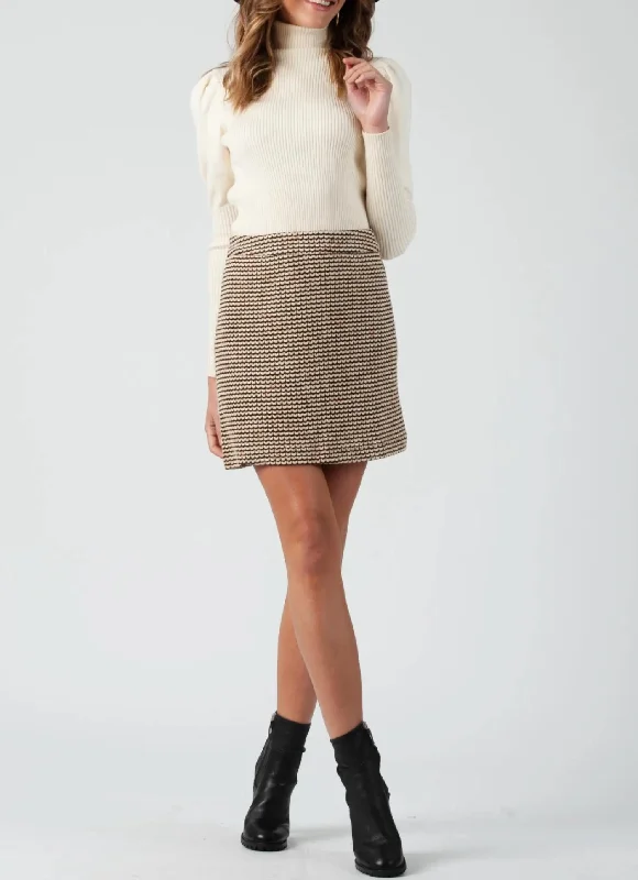 Bianca A-Line Mini Skirt In Beige linen skirt natural