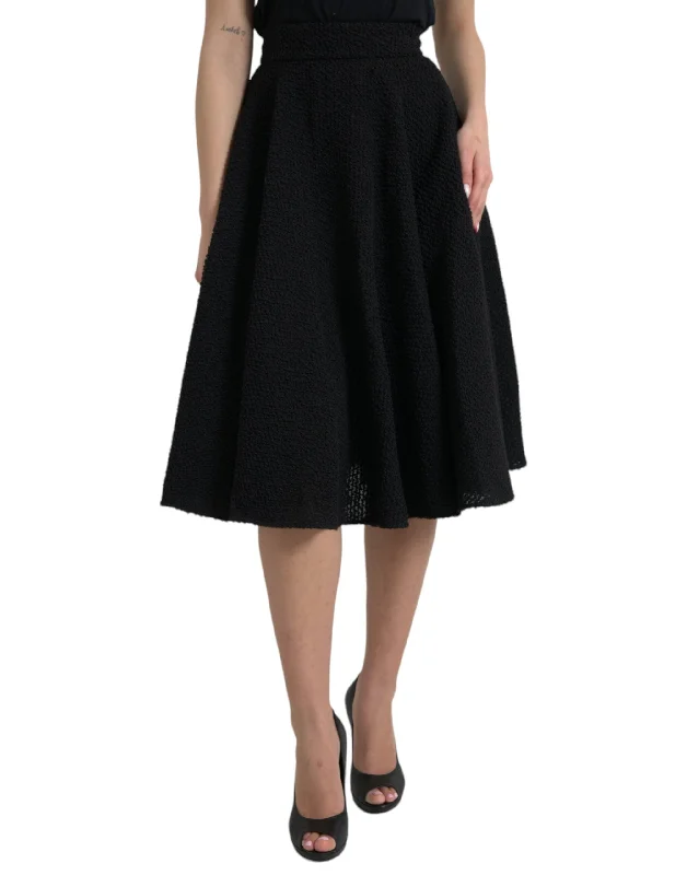 Dolce & Gabbana Black High Waist A-line Knee Length Skirt summer skirt style