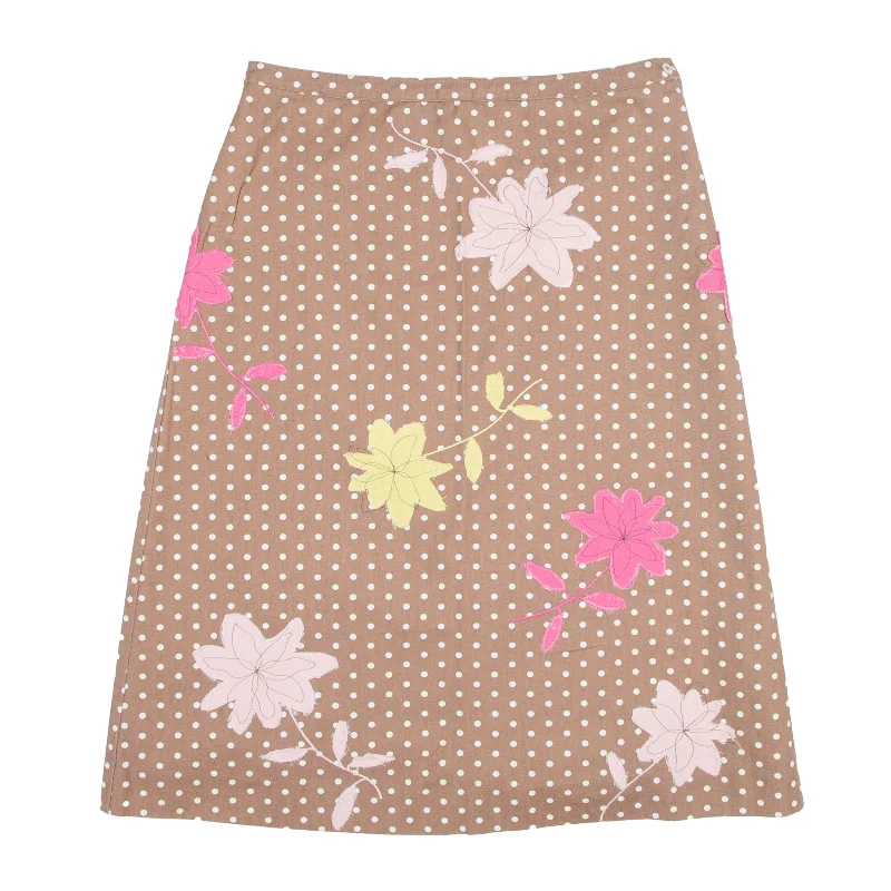 BODEN Applique Flower Knee Length Straight Skirt Brown Spotted Womens UK 12 cashmere skirt fine
