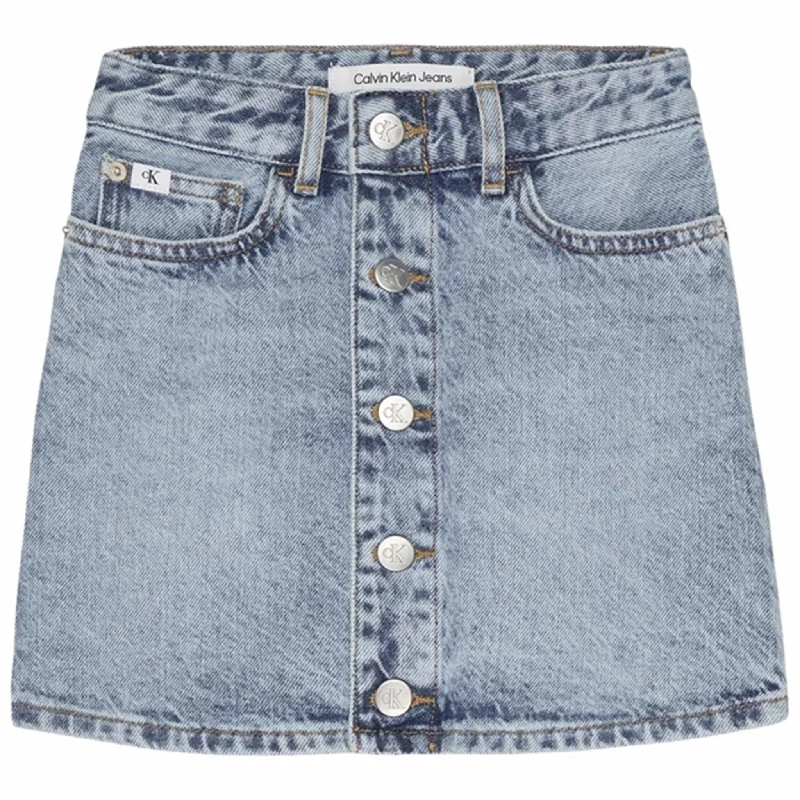 Calvin Klein A Line Denim Skirt Salt Pepper Light corduroy skirt cozy